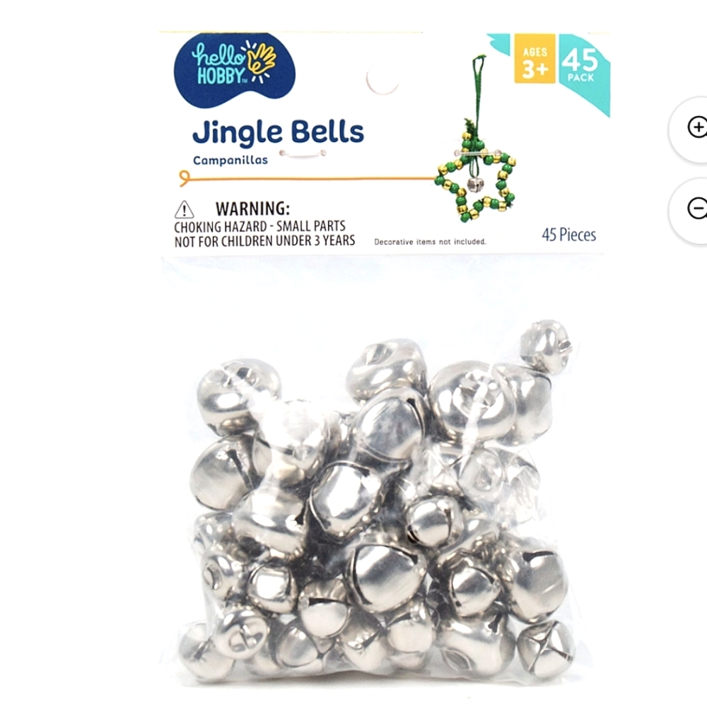 Silver Metal Jingle Bells, 45 Pieces Dual Sizes Christmas Bells Arts & Crafts